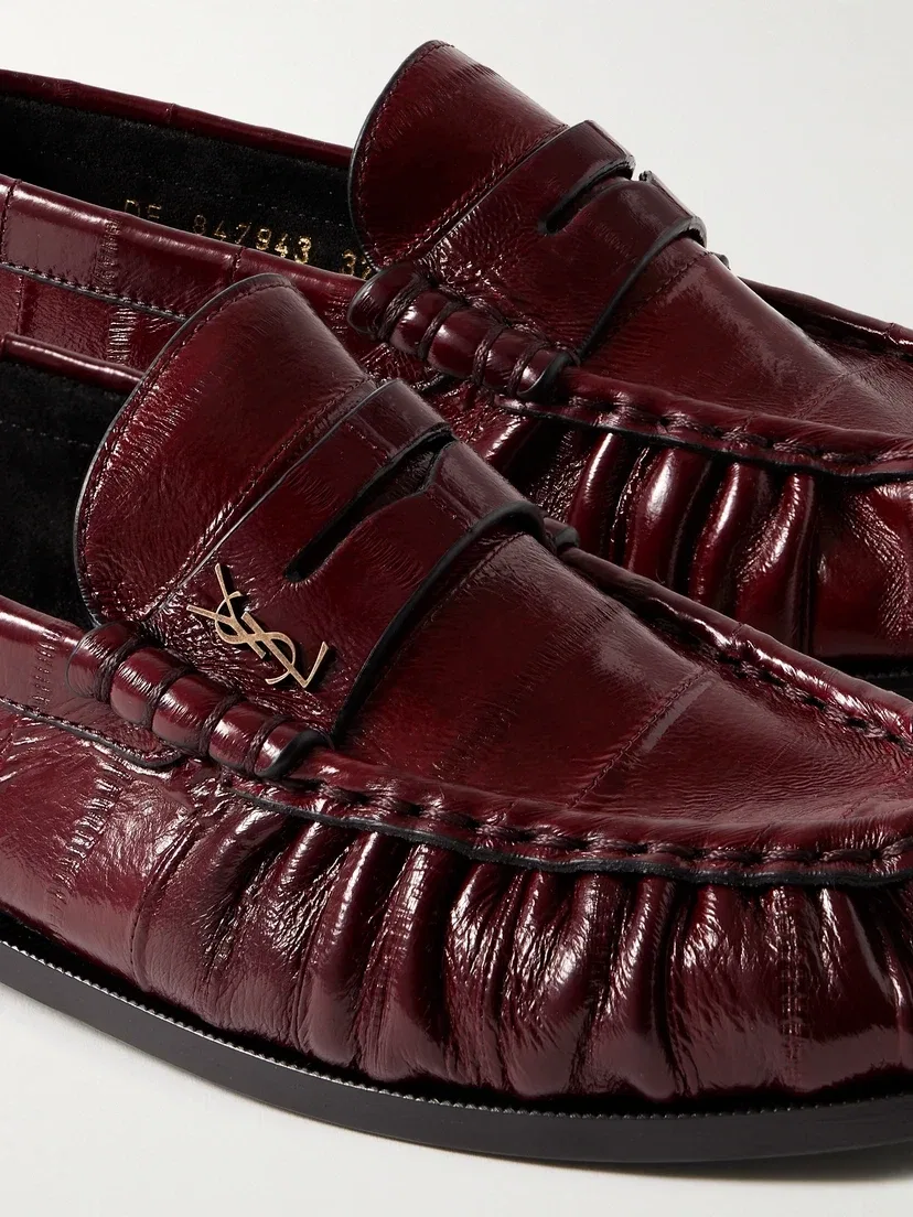 Лоферы из угря Le Loafer SAINT LAURENT, бордовый — фото 4