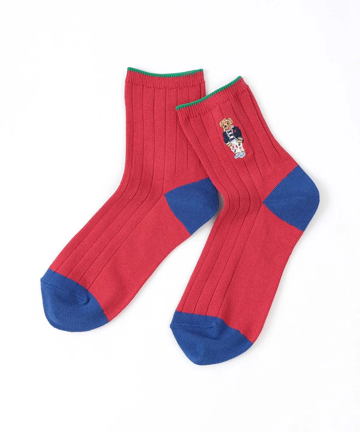 Носки короткие POLO RALPH LAUREN с вышивкой медведя, органический хлопок, красные