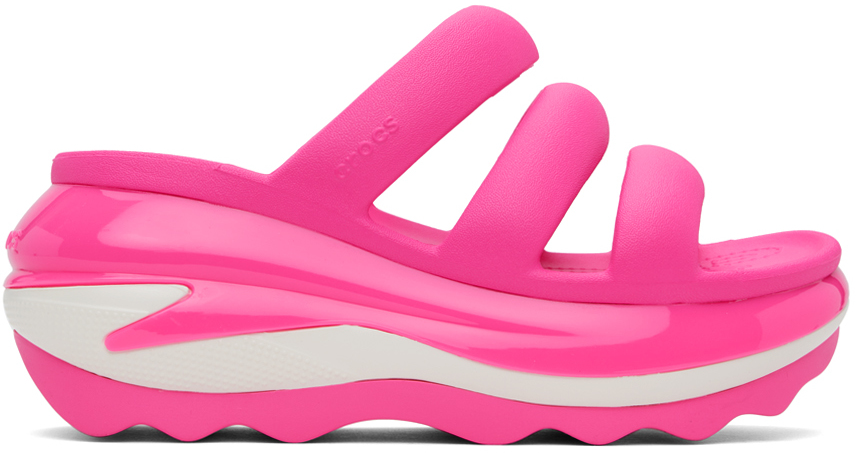 Розовые сандалии Mega Crush с тремя ремешками Crocs