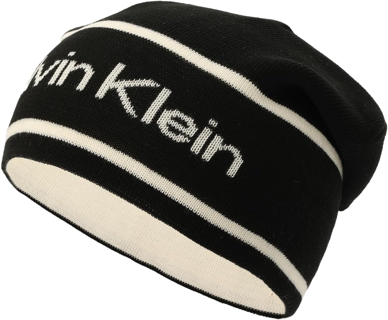 

Мужская жаккардовая шапка-бини с логотипом Calvin Klein, двусторонняя, Black Beauty