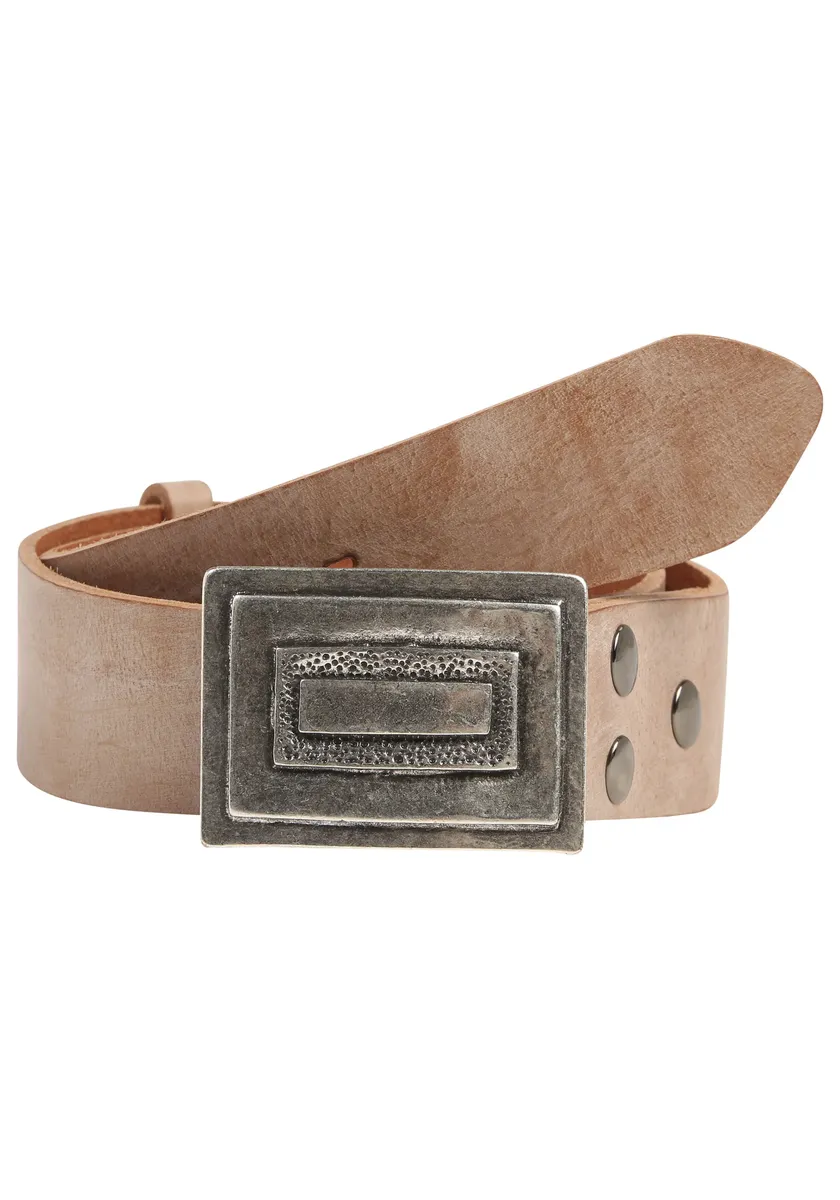

LIFEBULT by showroom Ремень кожаный 019°, со сменной застежкой "Rectangle Stacked Silver Rettungsring By Showroom 019°, цвет Natur