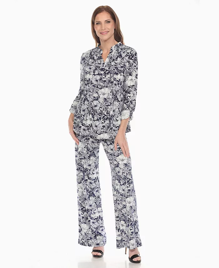 

Женский комплект из двух предметов: туника с цветочным принтом и брюки White Mark, мультиколор