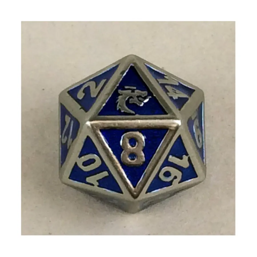 

d20 Синий металлик, Metal Dice - Elven Forged