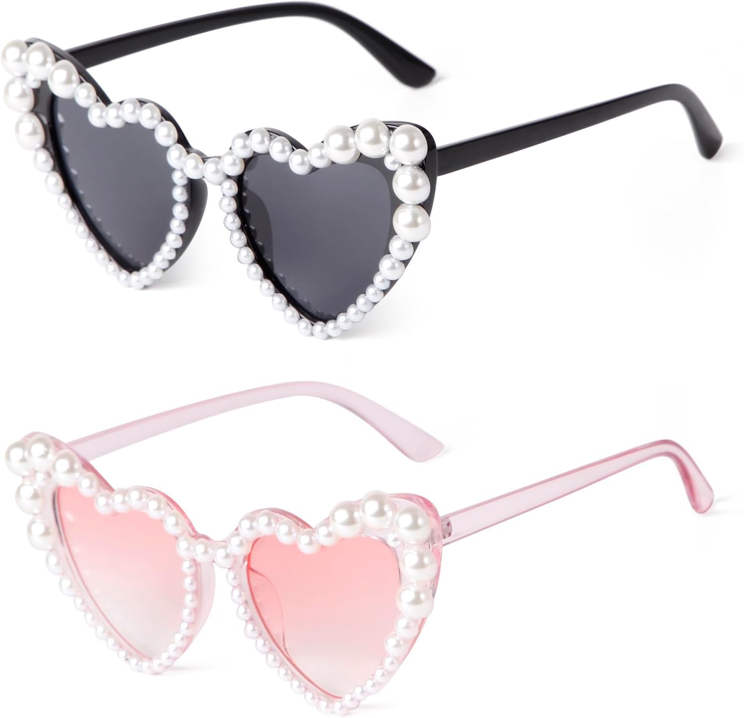

Солнцезащитные очки в форме сердца для женщин, модные жемчужные солнцезащитные очки «кошачий глаз» в форме сердца для вечеринок и путешествий Laurinny, Black+clear Pink
