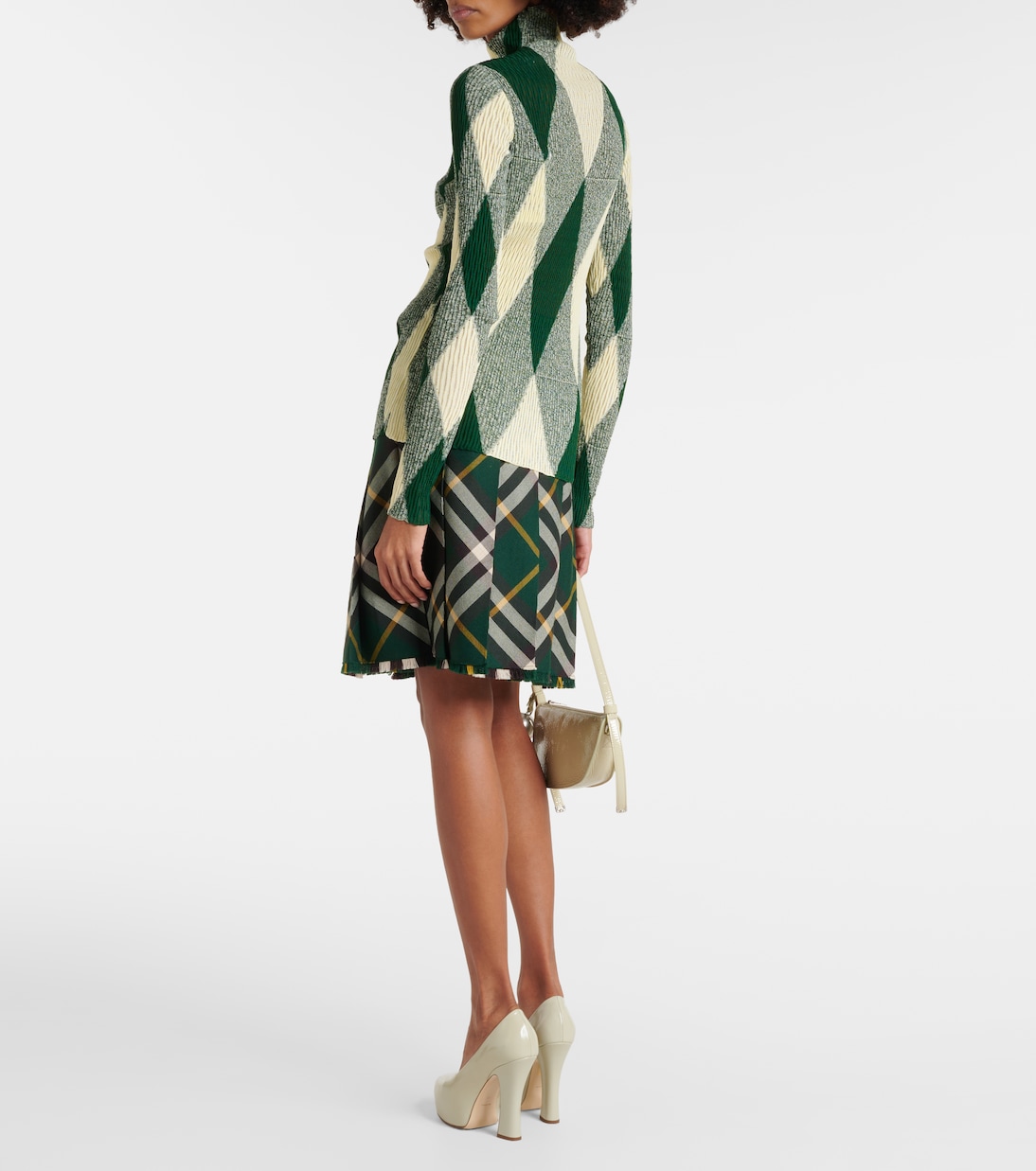 Свитер Burberry из хлопка и шелка с узором Аргайл Ivy Ip Pattern — фото 3