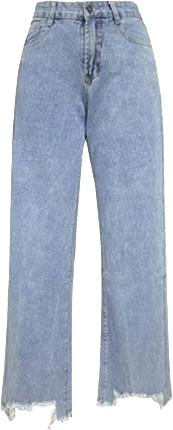 Модные джинсы для женщин 2025, high waisted, frayed, baggy