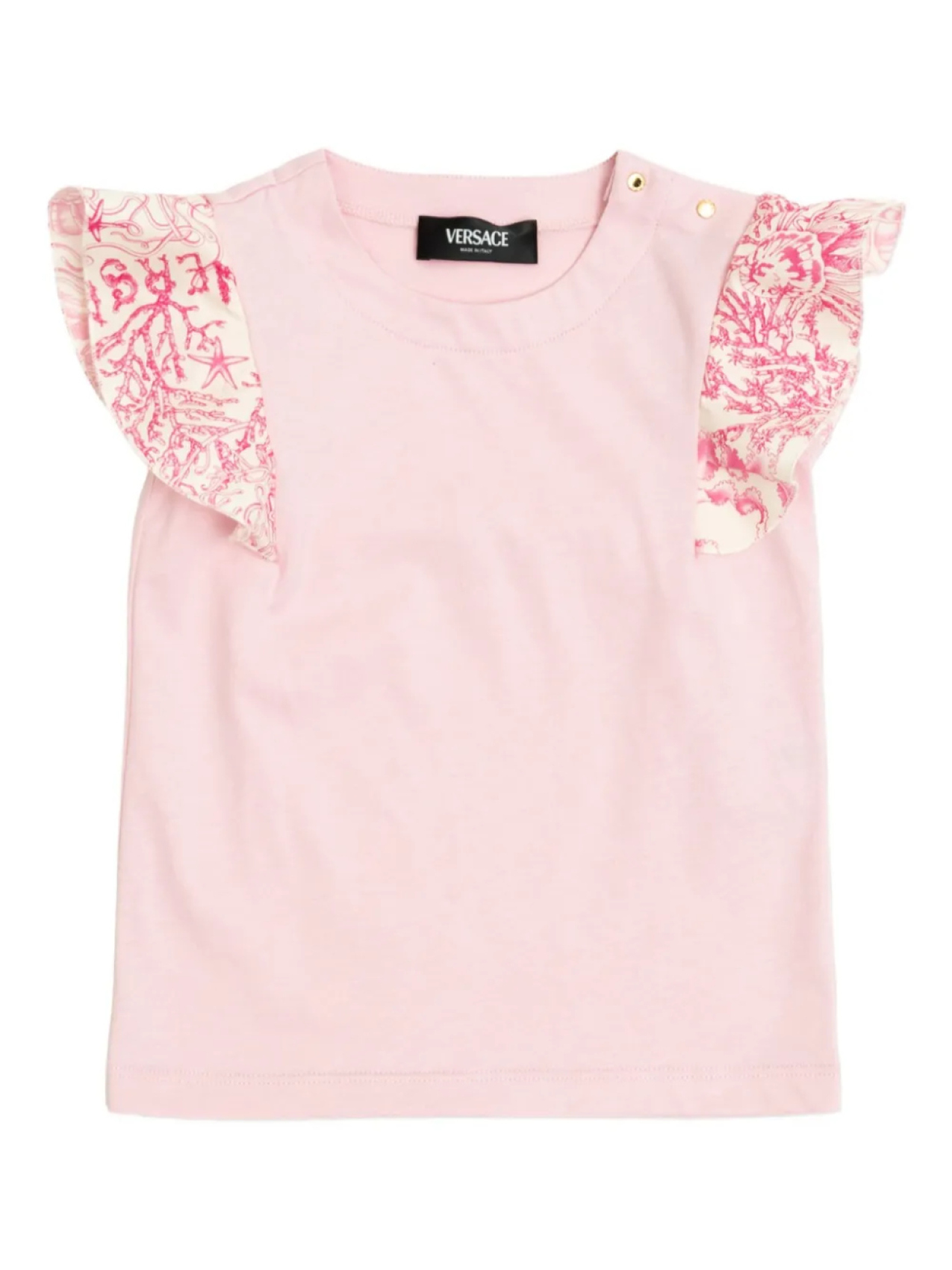 

Футболка Versace Kids Underwater Barocco ruffled-sleeve top, розовый