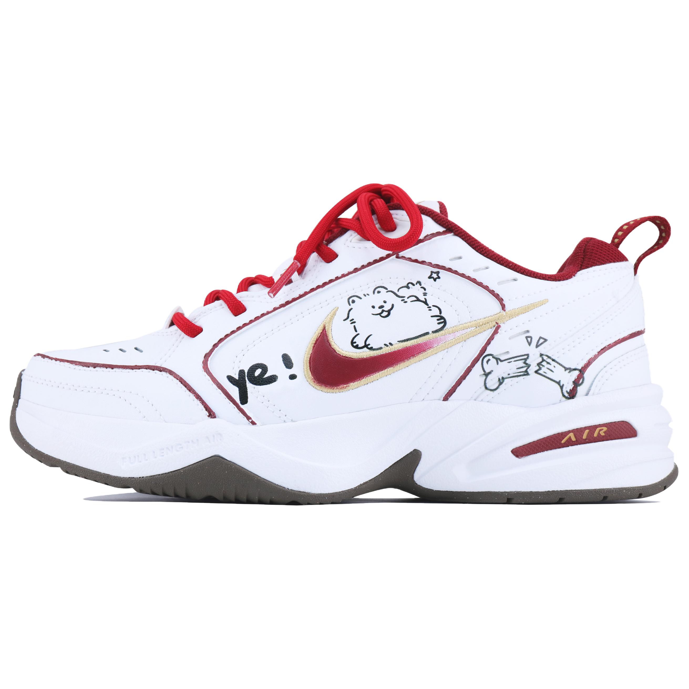

Nike Кроссовки Air Monarch 4 Puppy Journal Abrasion Resistant Low top Casual Shoes Unisex White Red