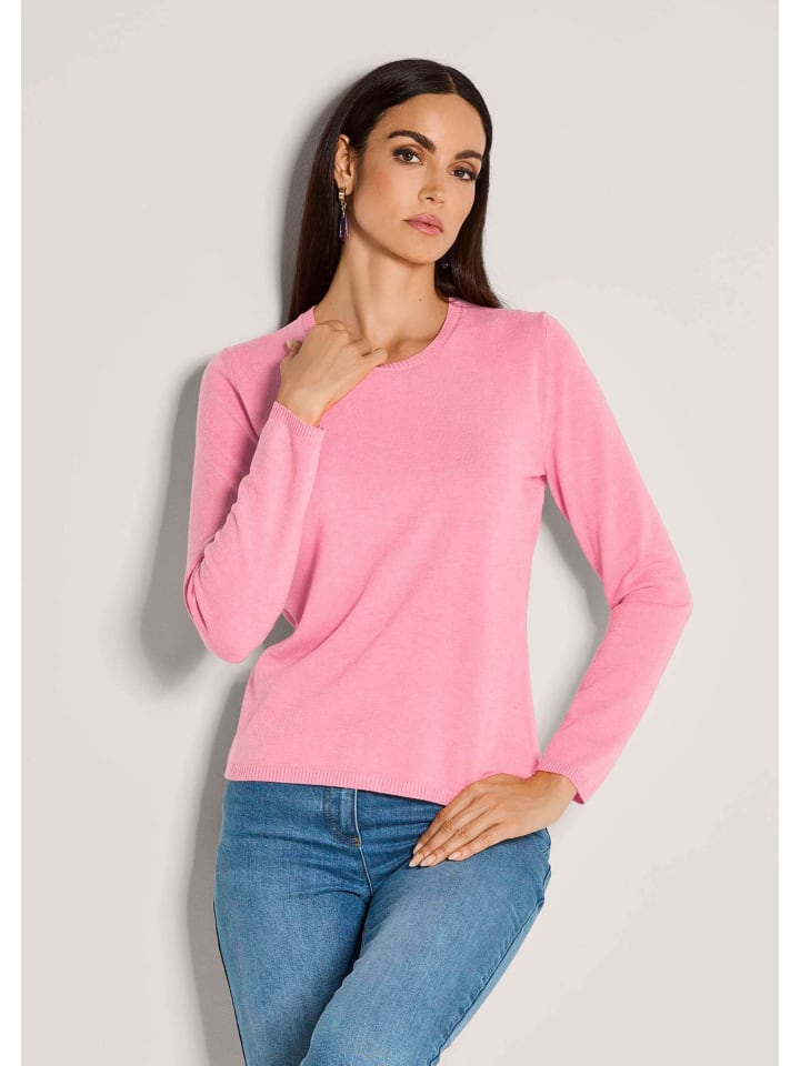 

MADELEINE Легкий топ из тонкого трикотажа с круглым вырезом, цвет малиновый сорбет/меланж