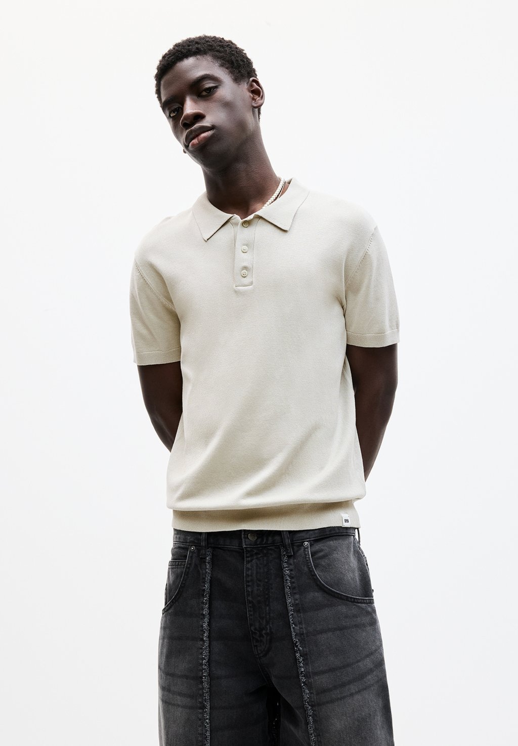 

Рубашка поло SHORT SLEEVE PULL&BEAR, песочный