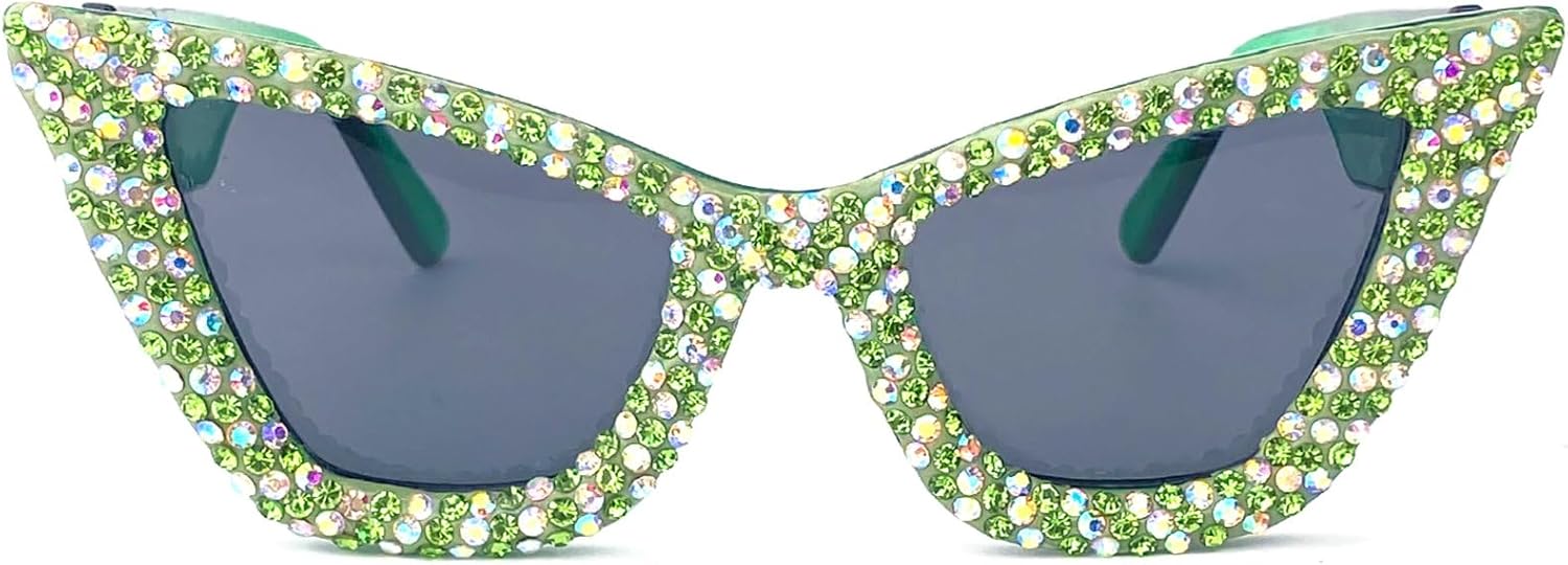 

Модные солнцезащитные очки большого размера «кошачий глаз» для женщин, украшенные стразами, в винтажном стиле, с бриллиантовым градиентом. Трендовые солнцезащитные очки mincl, Green