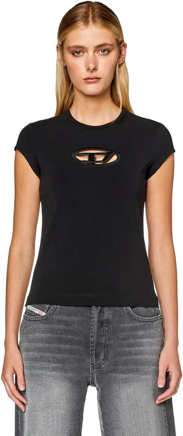 Diesel Women’s Slim Fit Logo T-Shirt – Stretch Cotton Crew Neck Short Sleeve Top, T-Angie — фото 2