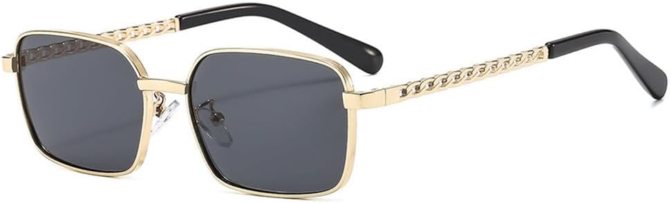 

Ретро-солнцезащитные очки в металлической оправе для женщин, модные очки с прозрачными линзами цвета океана, защита от УФ-излучения UV400 для мужчин TKKTLLT, Golden Grey