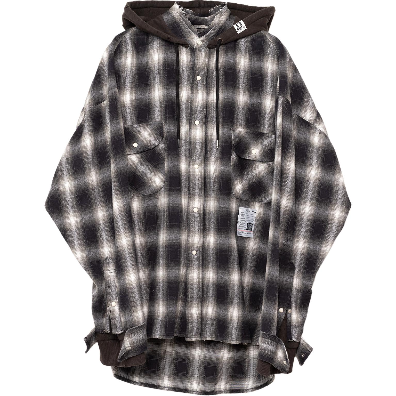 

Рубашка с капюшоном в клетку Maison Mihara Yasuhiro, черный