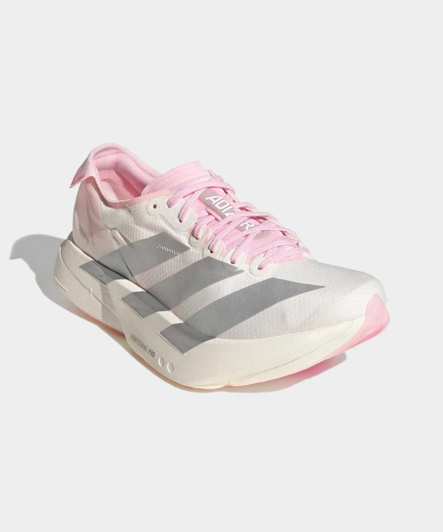 Унисекс кроссовки для бега Adidas Adizero Adios Pro 4 с амортизацией бело-розовые — фото 4