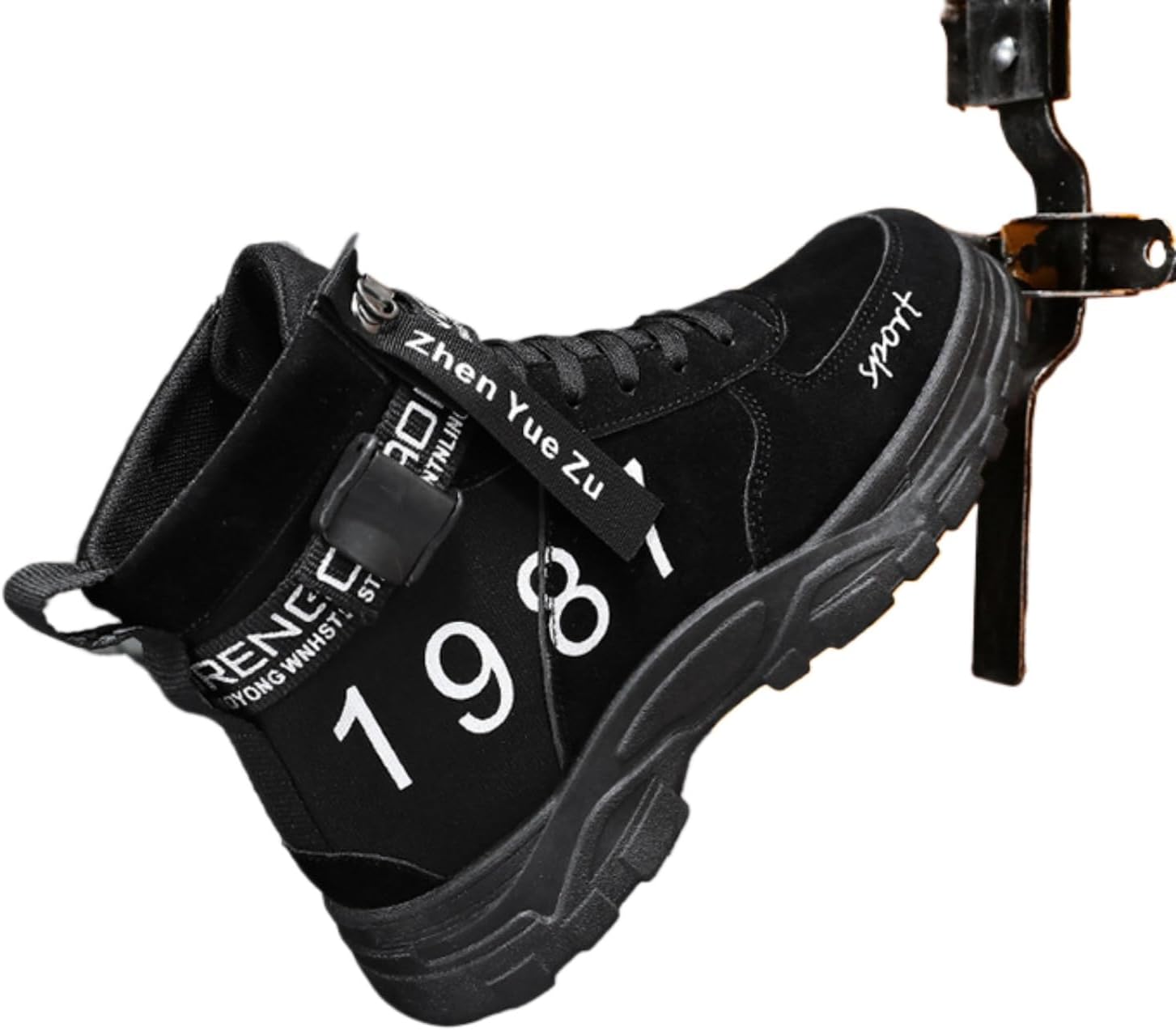 

Мужские черные высокие тактические ботинки, стиль 1987, граффити боевые ботинки с регулируемыми ремешками, нескользящая обувь для улицы Aokisx