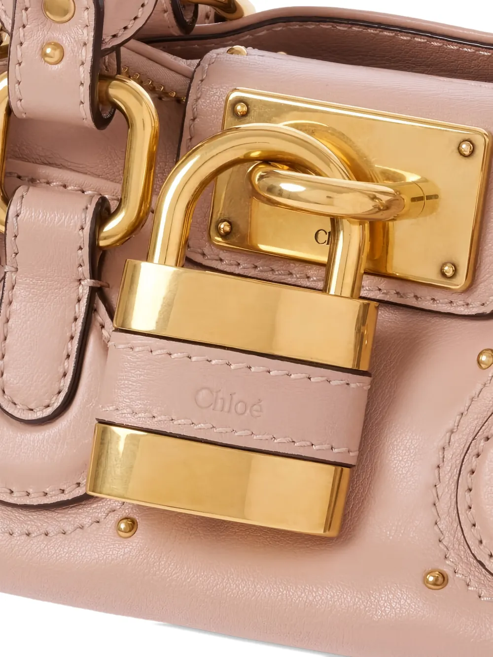 Маленькая кожаная сумка-тоут Paddington Chloé, розовый — фото 4