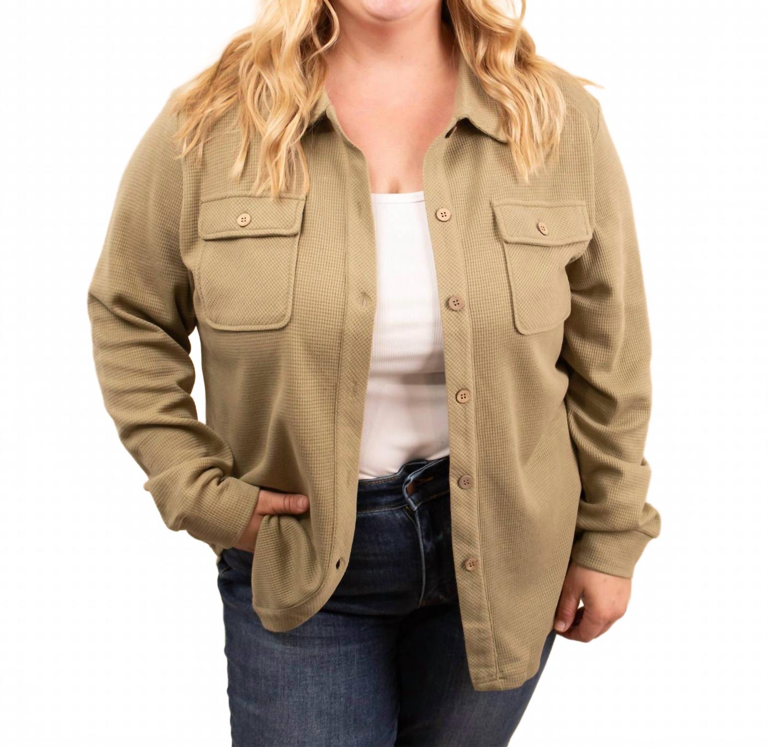 

Michelle Mae Терморубашка на пуговицах Timeless Threads, светло-оливковый цвет