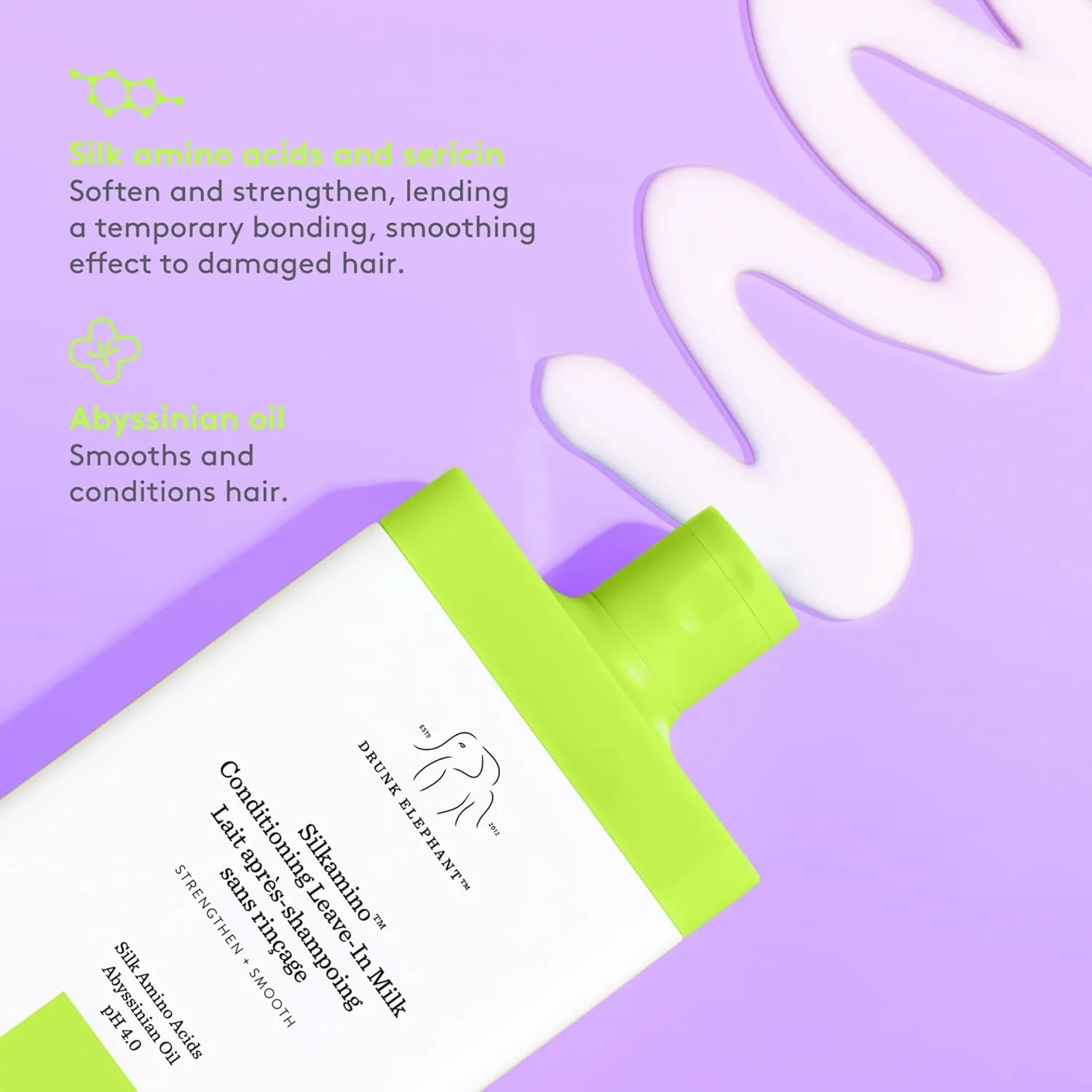 Drunk Elephant Silkamino кондиционер несмываемый молочко 240 мл - Silk Amino Acids, Clean Clinical, без жестокости, тестировано дерматологами, без эфирных масел, силиконов и SLS — фото 4