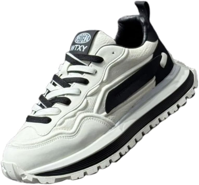 

Мужские модные спортивные кроссовки на толстой подошве. Противоскользящая резиновая подошва. Амортизирующая внутренняя подкладка. Подходят для бега, активного отдыха, фитнеса и повседневного использования Fmshi, белый/черный