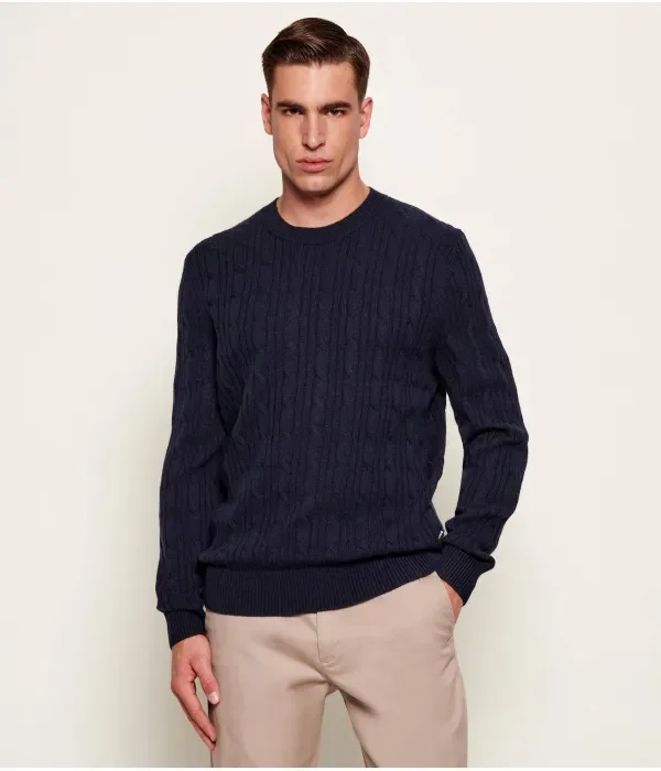 Шерстяной свитер H-Hetico regular fit Boss, темно-синий