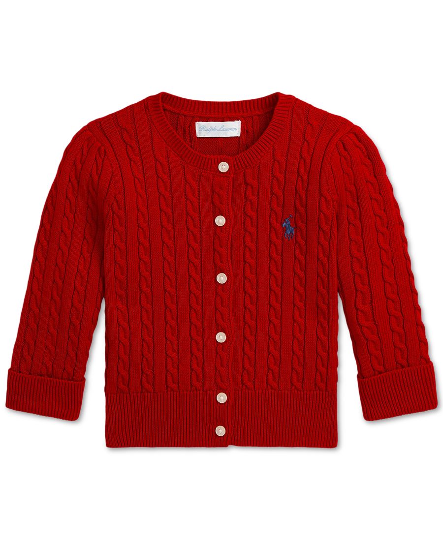 

Хлопковый кардиган крупной вязки для девочек Polo Ralph Lauren, Red
