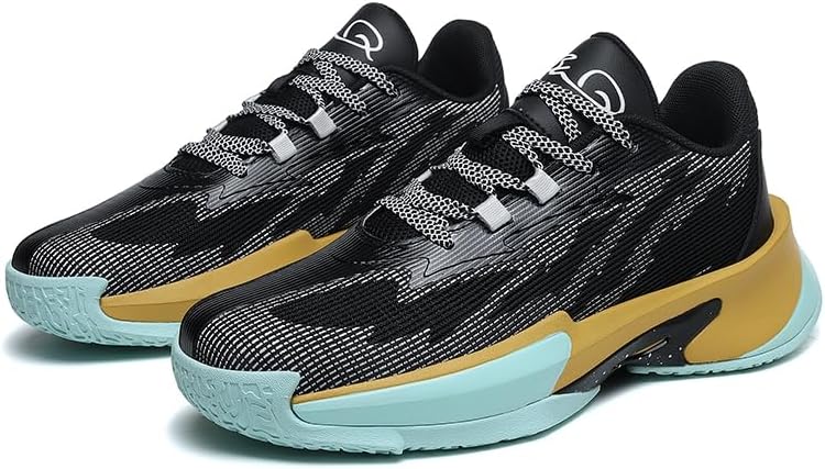 

Мужские баскетбольные кроссовки с толстой подошвой и шнуровкой, дышащие сетчатые, дезодорирующие, повседневные спортивные, подходят для игры в мяч, прогулок и бега Igzbibg, черный