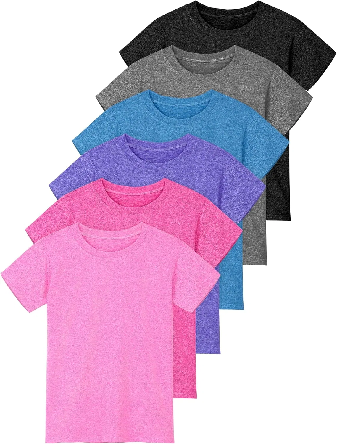Детские спортивные футболки 6 шт, Poroka, Black, Dark Grey, Violet, Pink, Cobalt Blue, Fuchsia