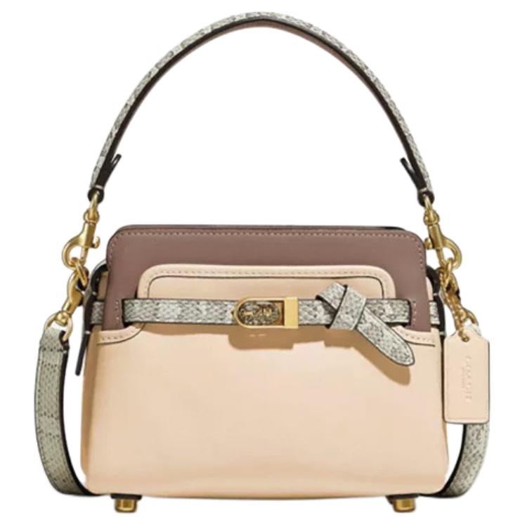 

Сумка Tate Leather Snake Skin Crossbody, сумка на плечо, маленькая женская сумка цвета молочного чая, разноцветная COACH