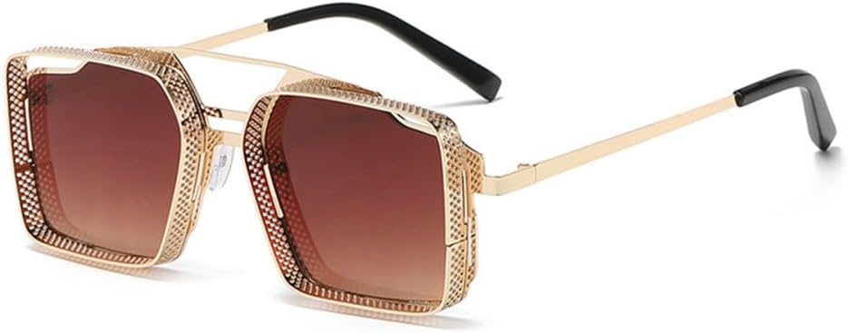 

Женские солнцезащитные очки, солнцезащитные очки в стиле стимпанк, металлические солнцезащитные очки, ретро-очки, мужские солнцезащитные очки с защитой от УФ-излучения UV400, очки с двойной перемычкой LANGSER, Gold Tea