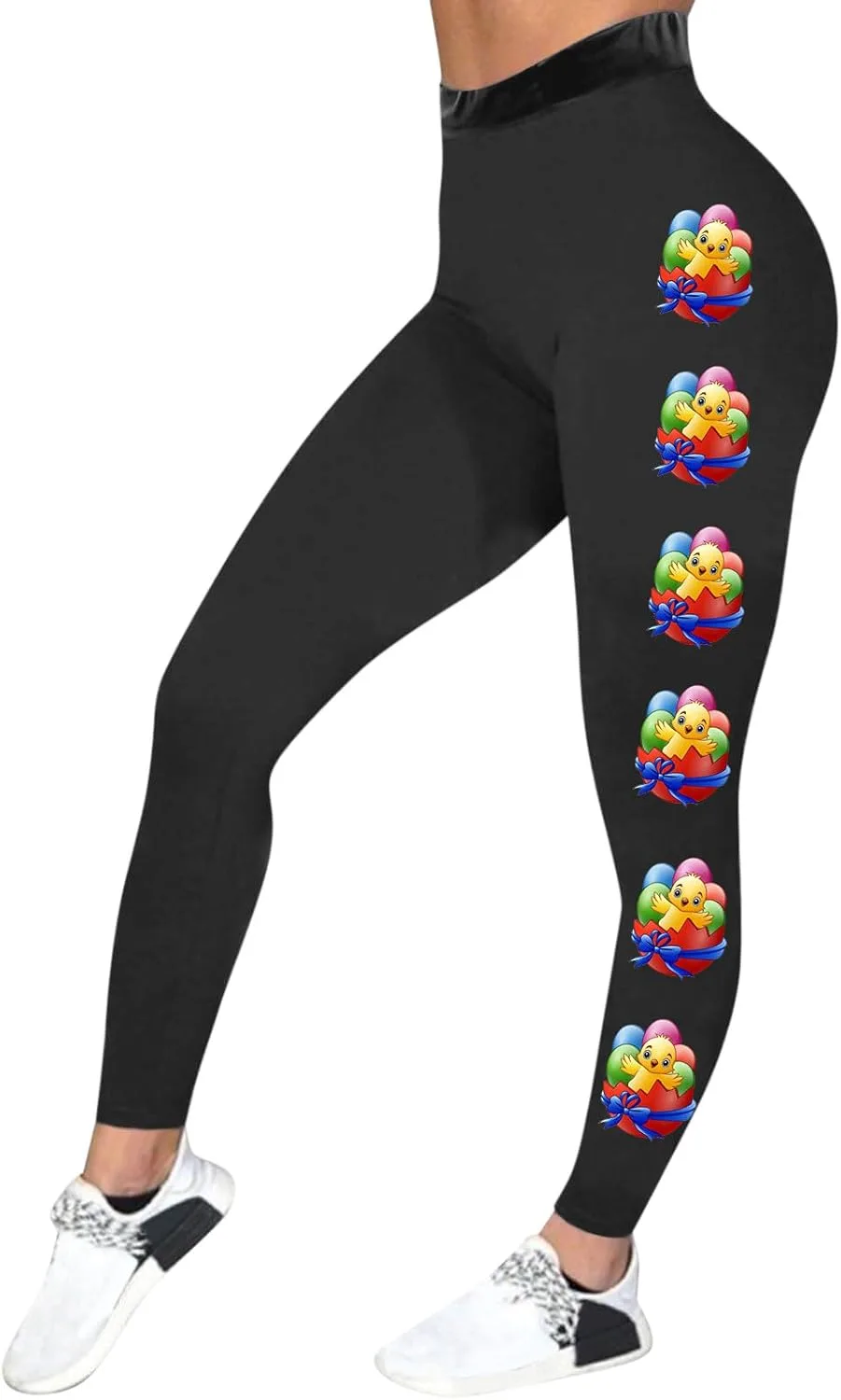 

Высокие леггинсы для женщин с принтом пасхальный кролик и яйца