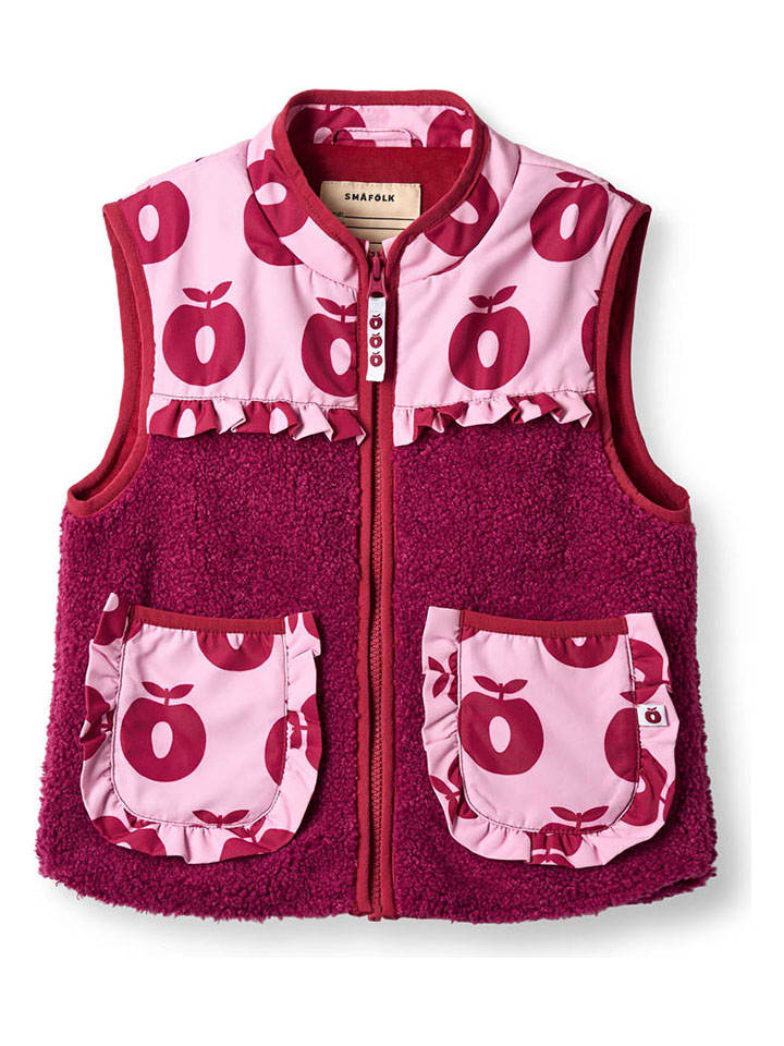 

Småfolk Флисовый жилет "Яблоки" красно-розового цвета