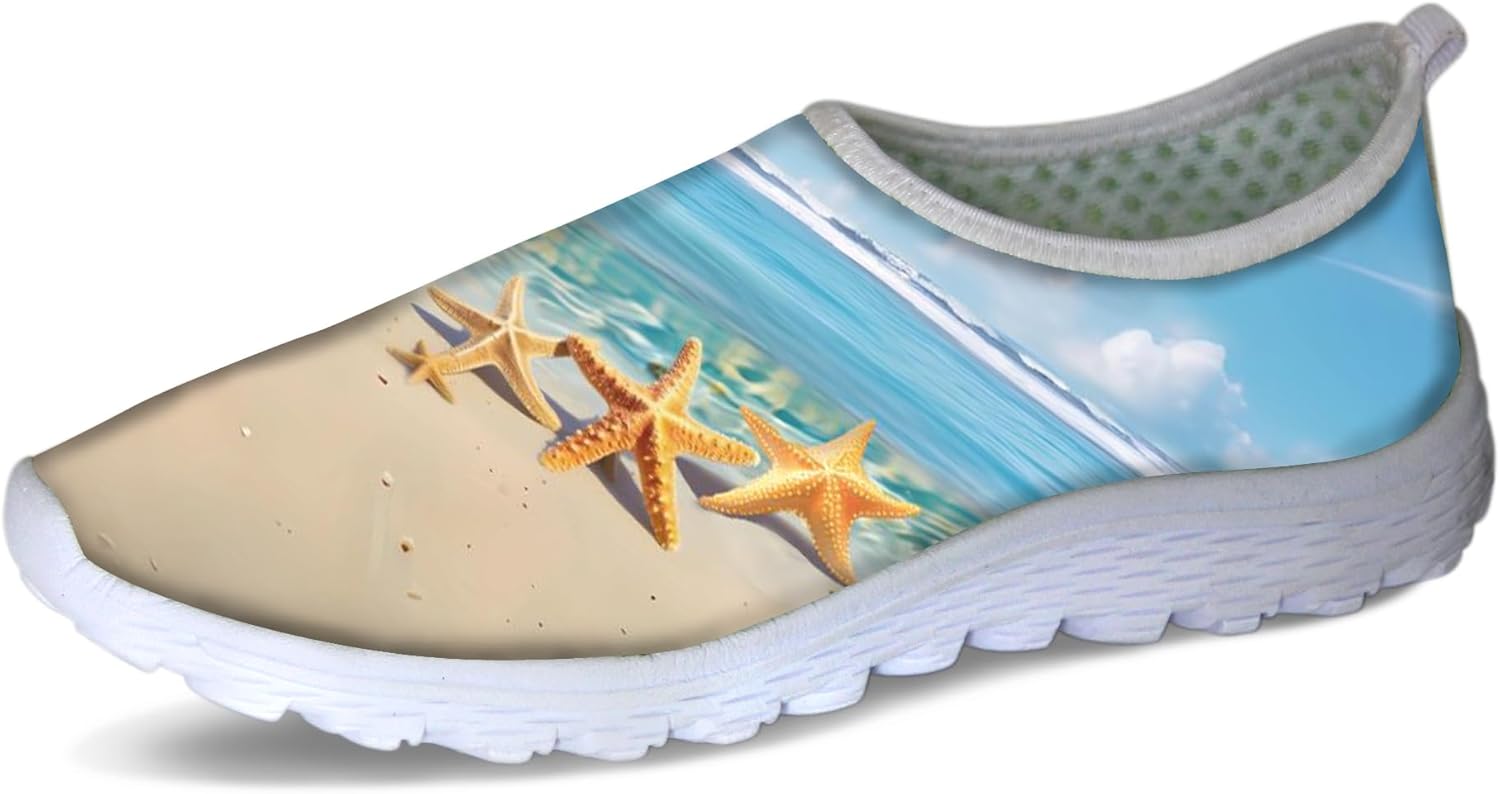 

Кроссовки Forchrinse Panda для женщин и мужчин Go Walk Slip-on для бега и ходьбы, Starfish on Beach