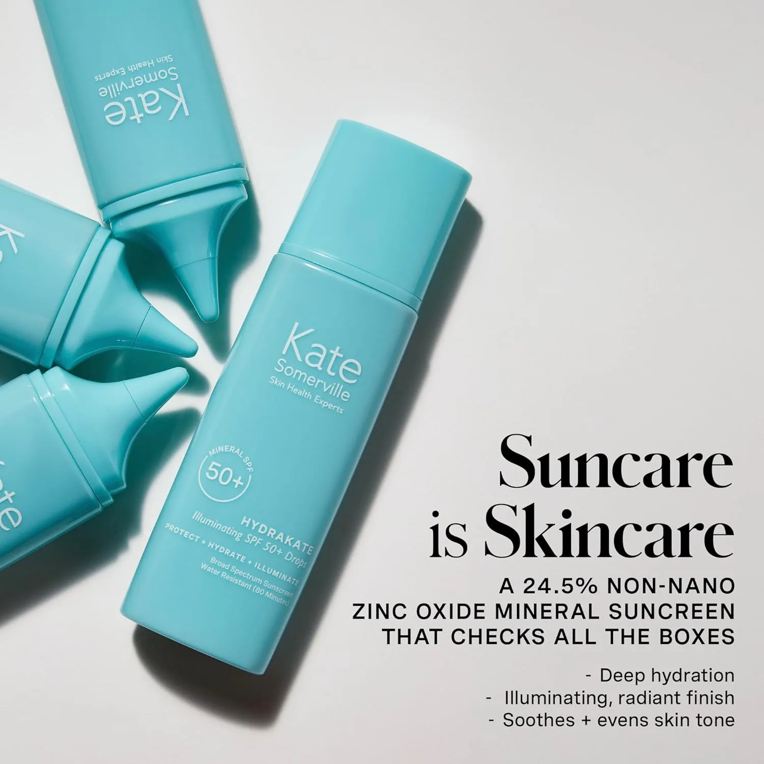 Солнцезащитные капли Kate Somerville HydraKate Illuminating Sunscreen Drops - тонирующий минеральный солнцезащитный крем SPF 50+ с оксидом цинка, увлажняющий и омолаживающий, 1,7 жидких унций. 100 мл (2 x 50 мл) — фото 3
