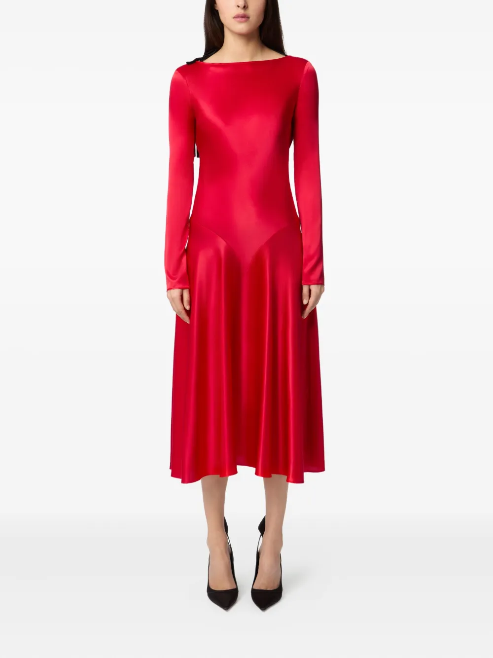 

Атласное платье миди с открытой спиной Nina Ricci, красный
