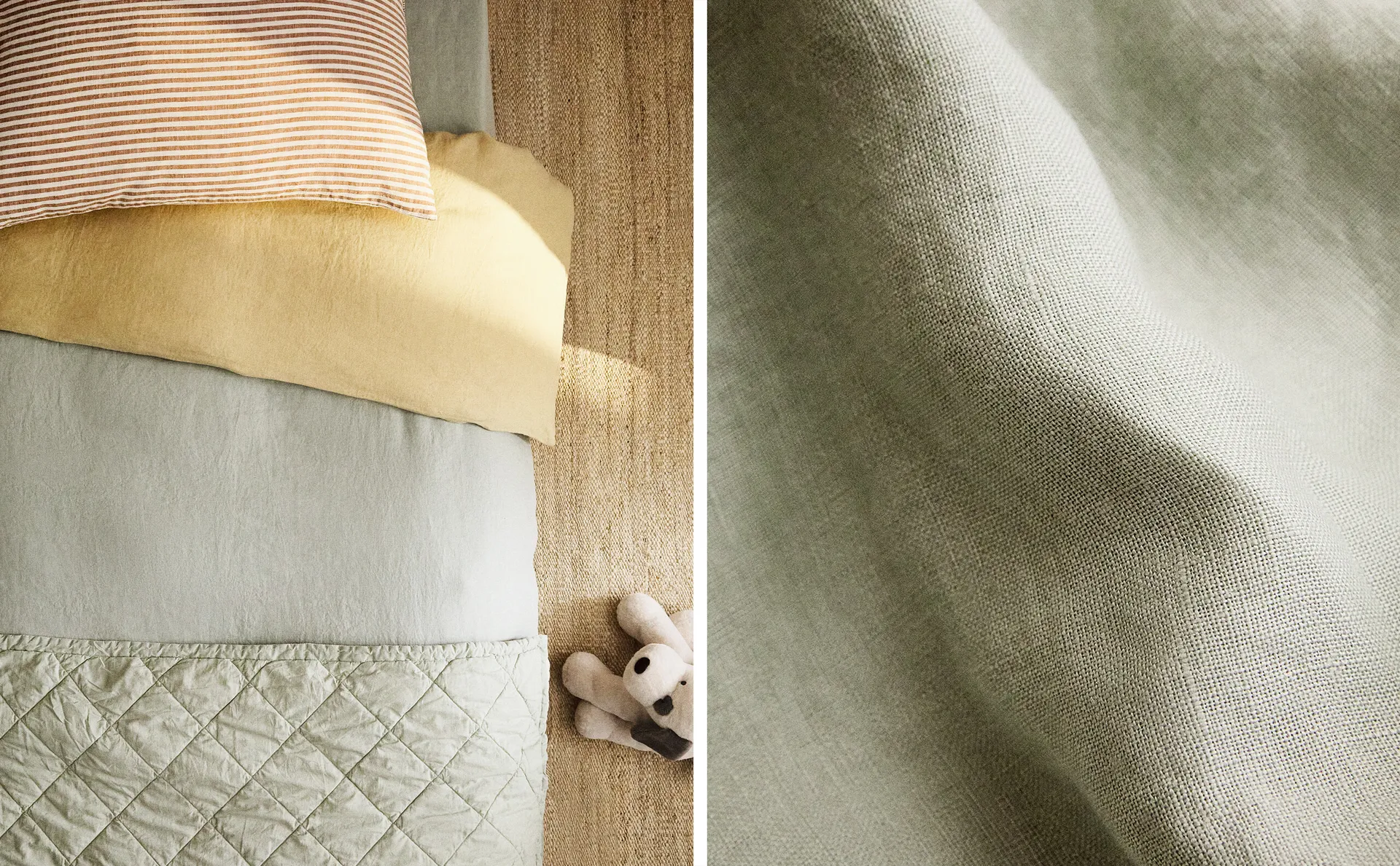 

Льняное пододеяльник Zara Home, зеленый