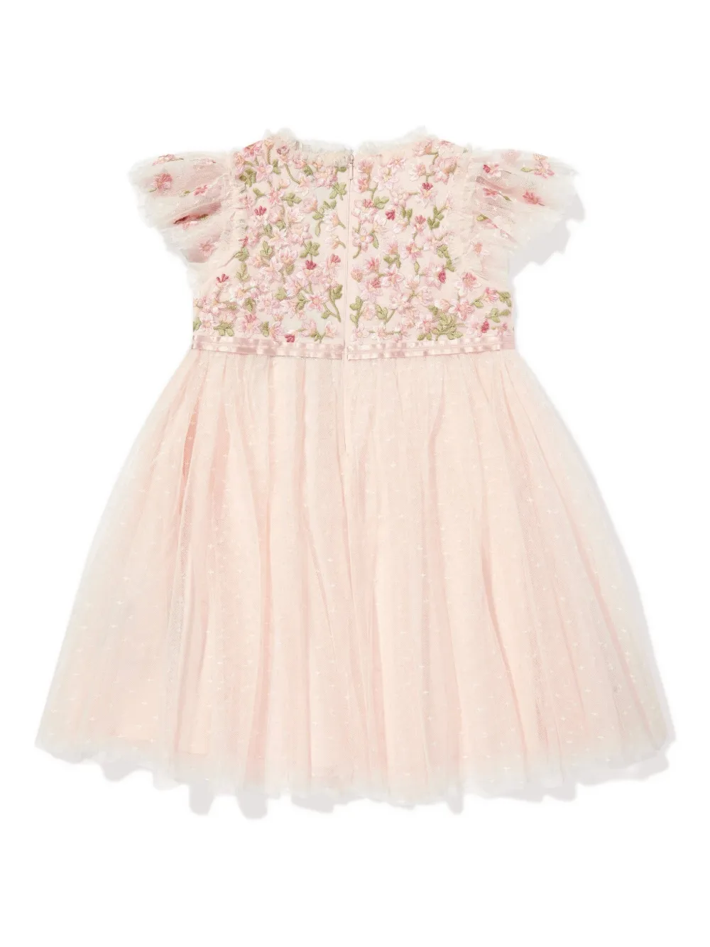 Вышитое платье с оборками NEEDLE & THREAD KIDS, розовый — фото 2