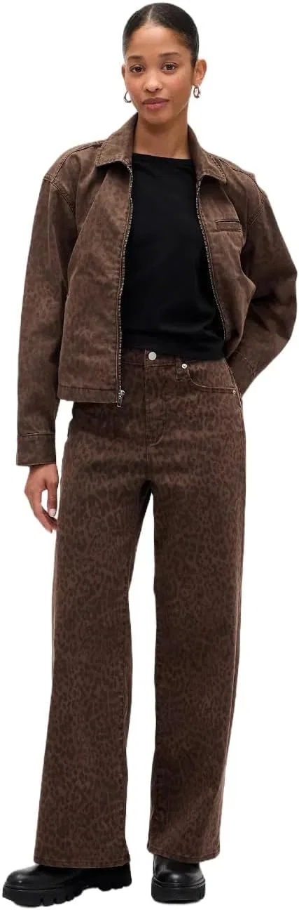 Джинсы Wide Leg GAP, леопардовый