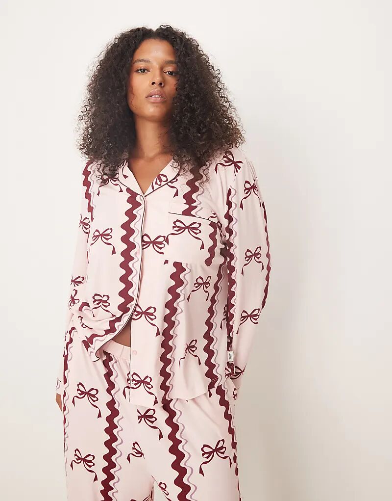 

Эксклюзивный пижамный комплект Chelsea Peers Curve из полиэстера с длинными рукавами и принтом бантов