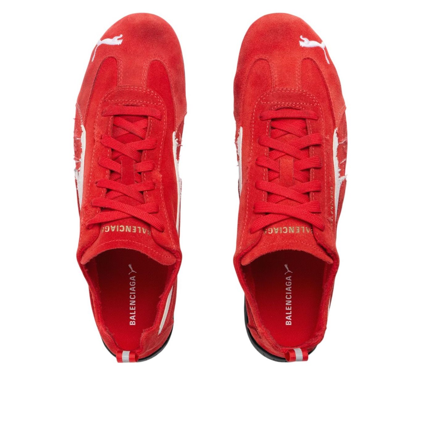 Кроссовки Balenciaga x Puma Speedcat Suede 'Distressed Red White' — фото 4