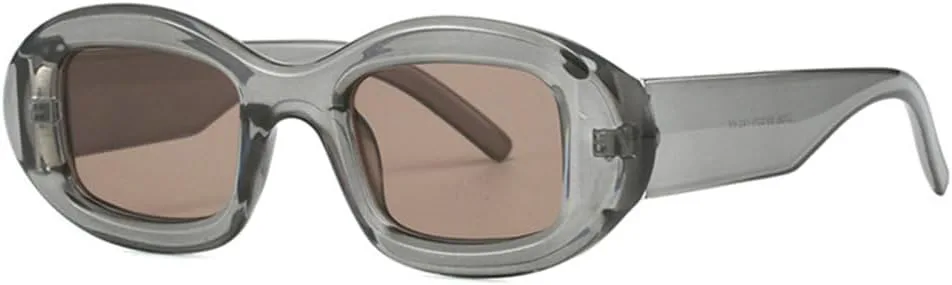 

Солнцезащитные очки LVTFCO овальной формы для женщин, конфетные оттенки, защита от УФ-излучения UV400, ретро-стиль, модные солнцезащитные очки для мужчин, Grey Tea