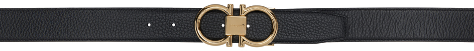 

Двусторонний пояс Gancini черного и коричневого цвета Ferragamo, Black/Cocoa