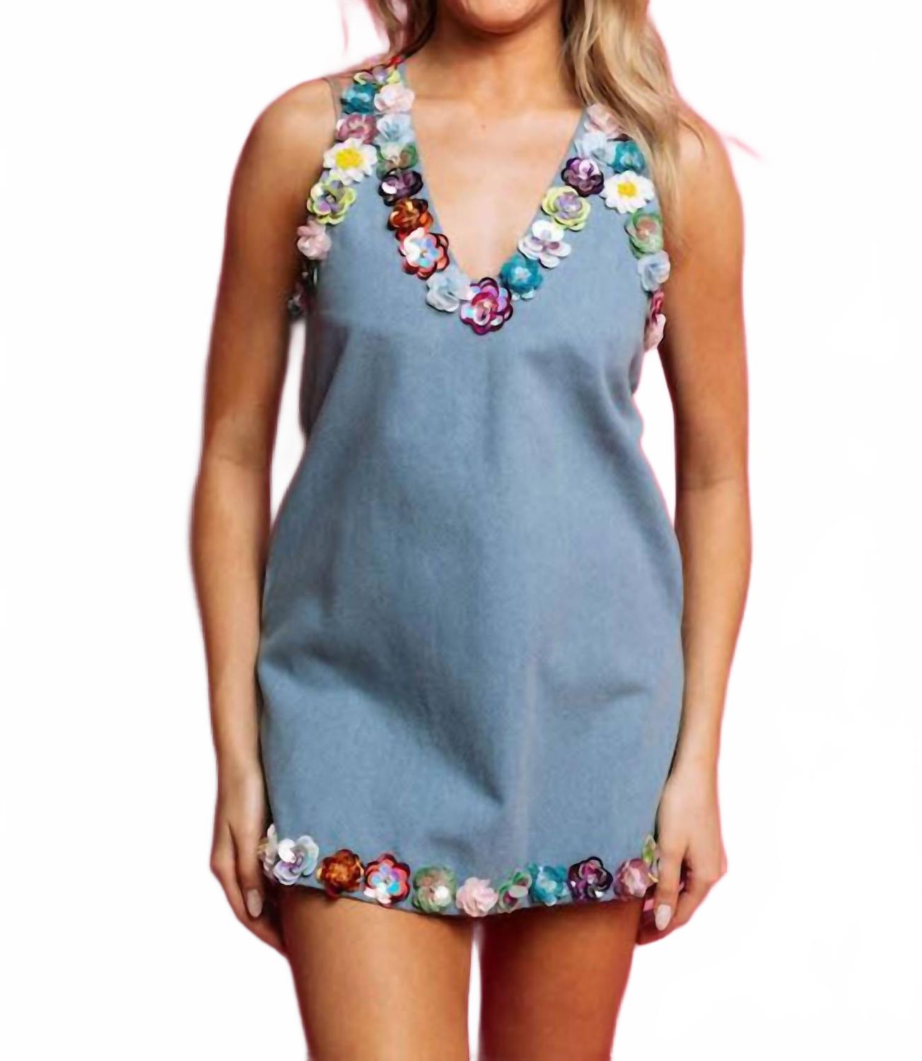 

Джинсовое платье-майка с цветочной отделкой QUEEN OF SPARKLES, Denim