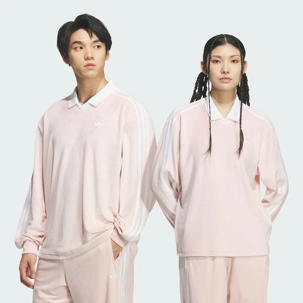 Велюровая рубашка-поло Adidas с длинным рукавом Adidas, pink