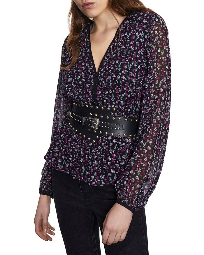 

Топ с присборенной талией The Kooples, черный