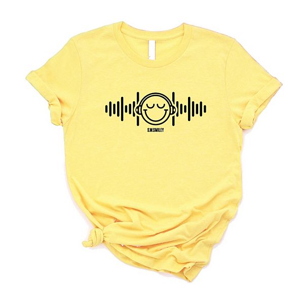 

Футболка с принтом SWSmiley headphones music Simply Sage Market, Yellow