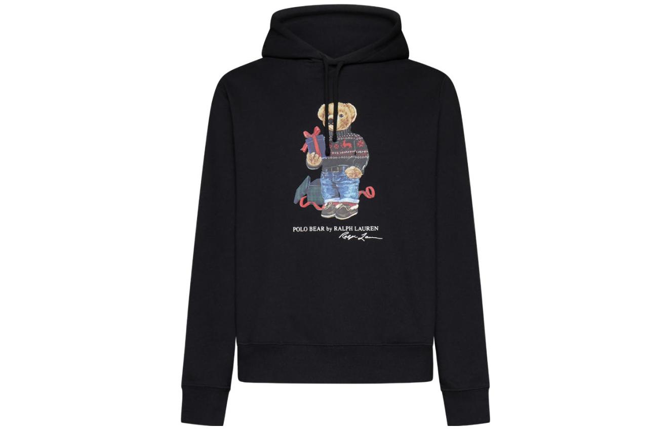 

Толстовка с принтом медведя на шнурке Polo Ralph Lauren, черный