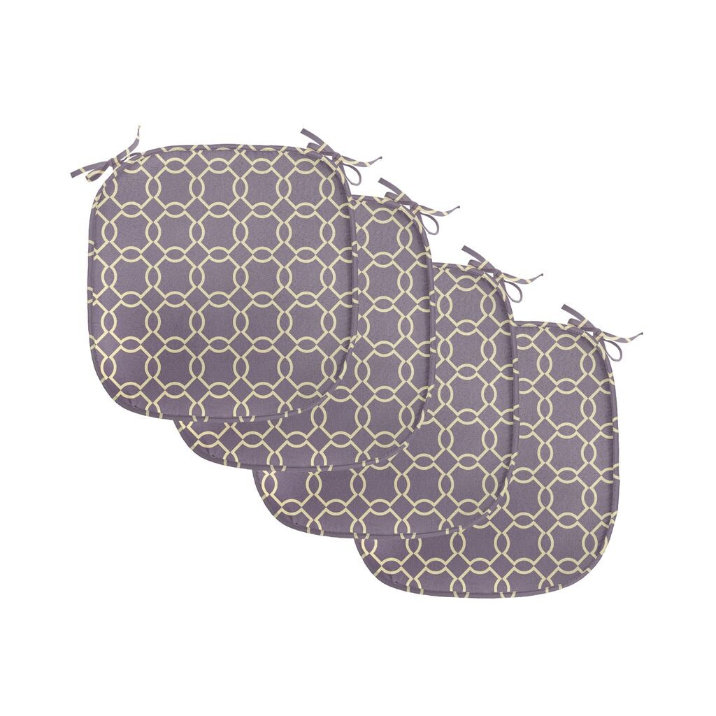 

Подушки на обеденный стул ABAKUHAUS с геометрическим рисунком, яркие абстрактные линии, декоративная водонепроницаемая подушка с ремнями для кухонных сидений, 40 см x 40 см — упаковка из 4 шт., светло-желтый фиолетовый, черный