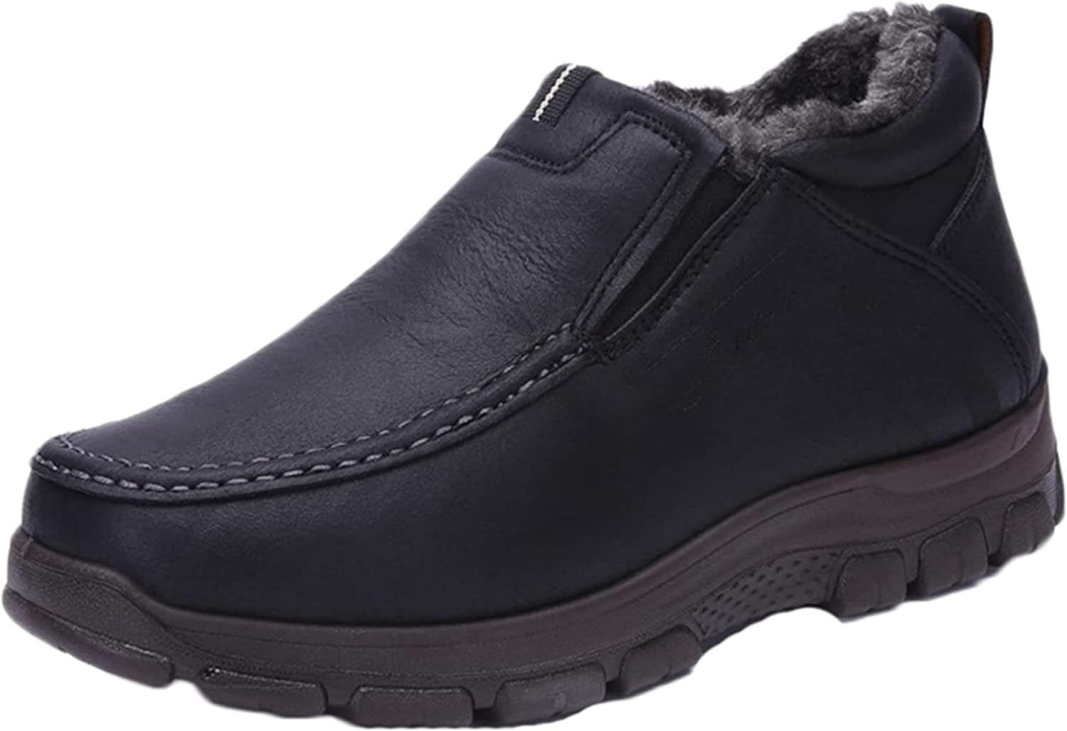 

Мужские зимние ботинки Yiozoi для снега, повседневная ходьба, противоскользящие, с круглым носком, прочные, теплые плюшевые ботинки, черный