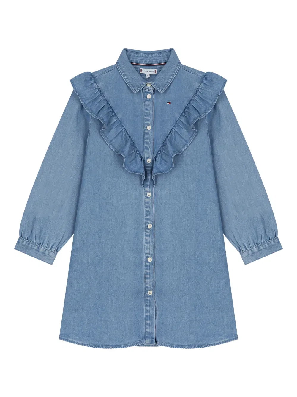 Джинсовое платье с оборками Tommy Hilfiger Junior, синий